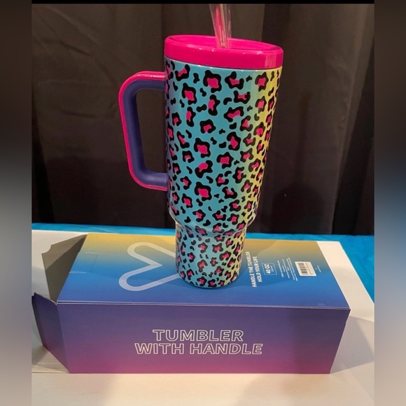 Meoky 40 oz tumbler with straw Rainbow Leopard Brand New - Picture 8 of 9